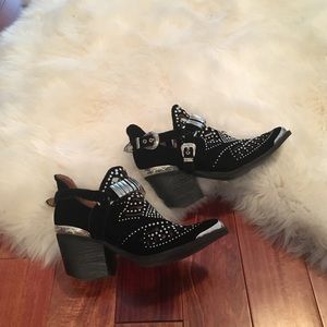 Jeffrey Campbell black and silver studded booties!